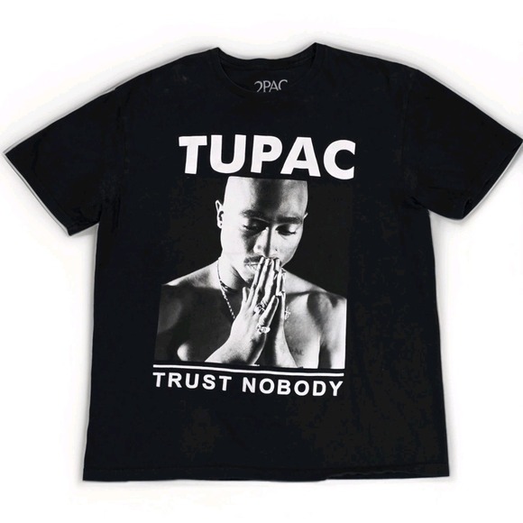 h.i.p. Other - 2Pac Tupac Shakur Trust Nobody Black Graphic T-Shirt XL Hip Hop Rap Tee